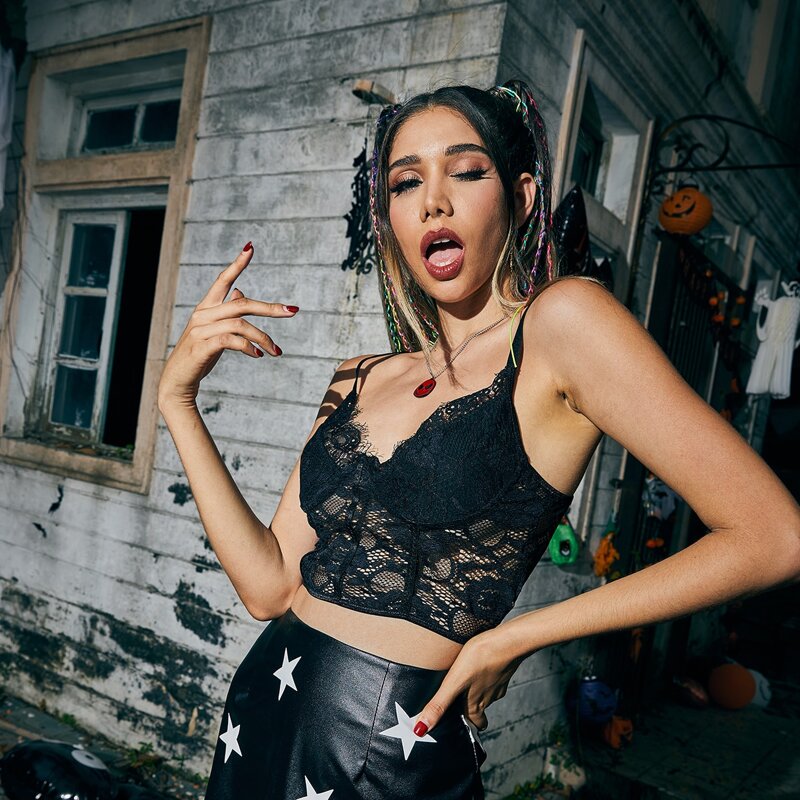

Halloween Lace Crop Cami, Black