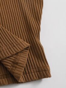 SHEIN EZwear Hộp Ringer dệt kim gân - màu nâu - Xem 5