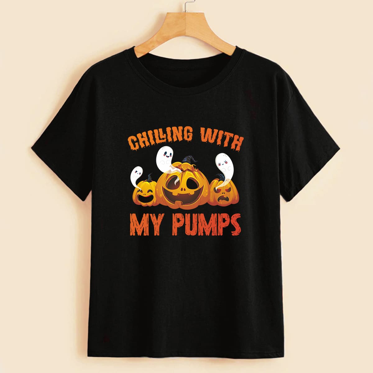 

Halloween Pumpkin & Letter Graphic Tee, Black