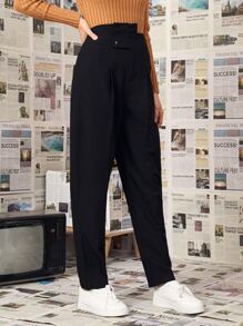 Stepped Waist Tapered Pants - Black - View 3