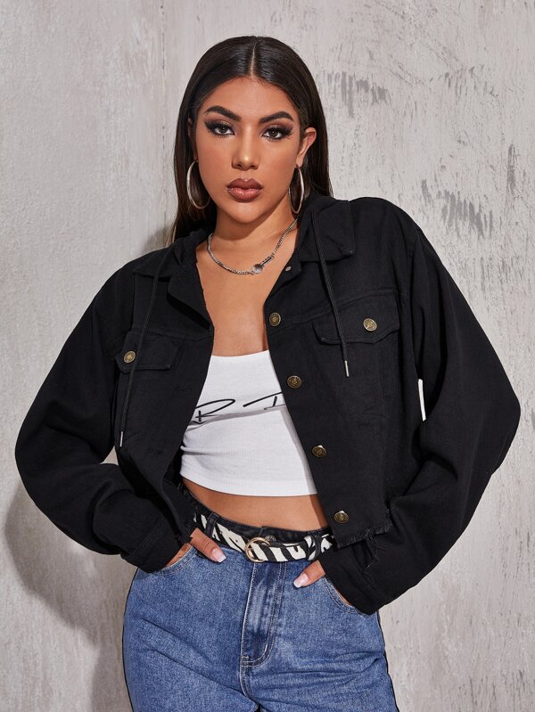 frayed drawstring hooded sweater