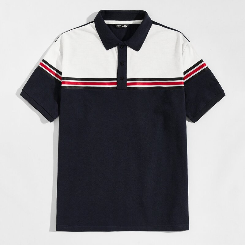 

Men Tape Detail Polo Shirt, Navy blue