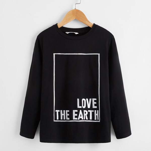 

Boys Slogan & Geo Print Tee, Black
