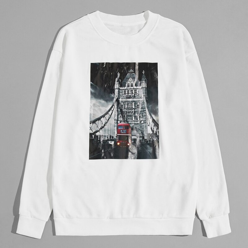 

Guys Graphic Print Sweatshirt, White