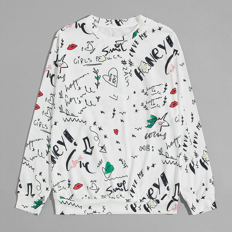 

Guys Letter Graphic Sweatshirt, White