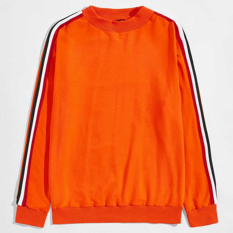 

Guys Neon Orange Side Stripe Drop Shoulder Pullover, Orange bright