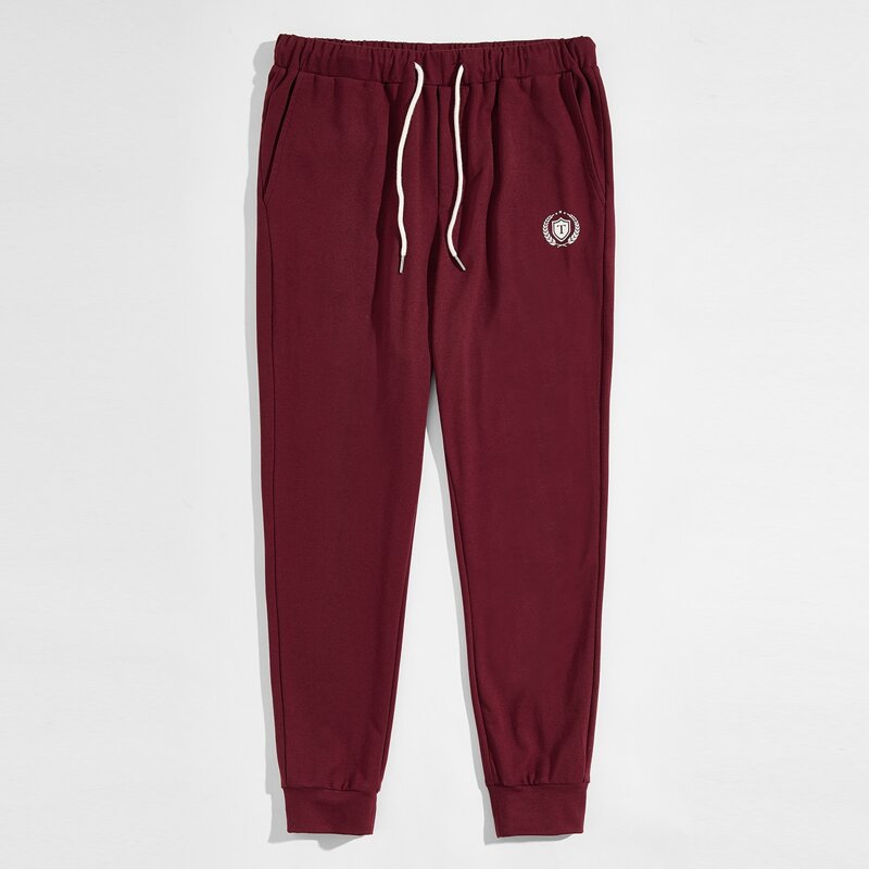 

Guys Graphic Print Drawstring Waist Sweatpants, Burgundy