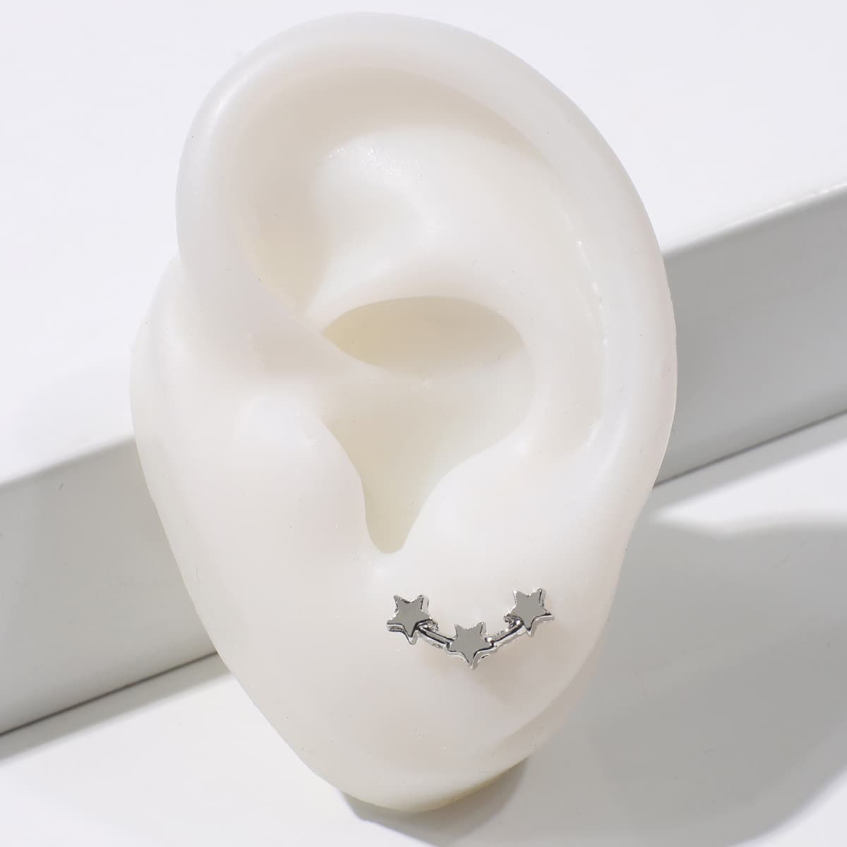 

Star Decor Stud Earrings, Silver