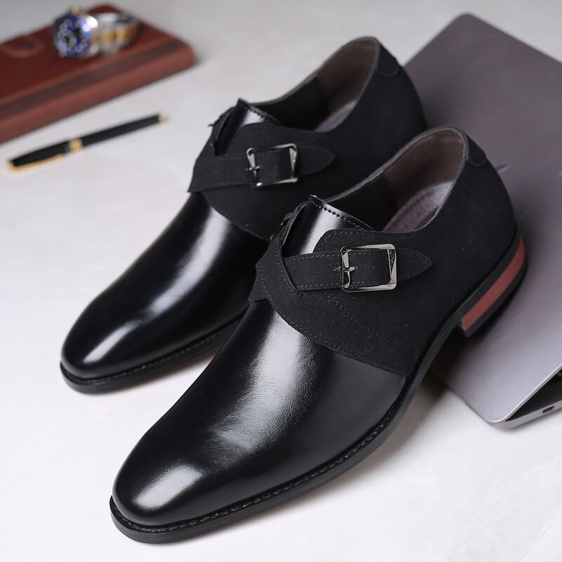 

Guys Buckle Decor Dress Shoes, Black
