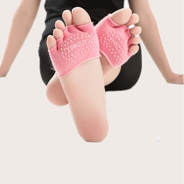 

1pair Forefoot Non-slip Yoga Socks, Pink