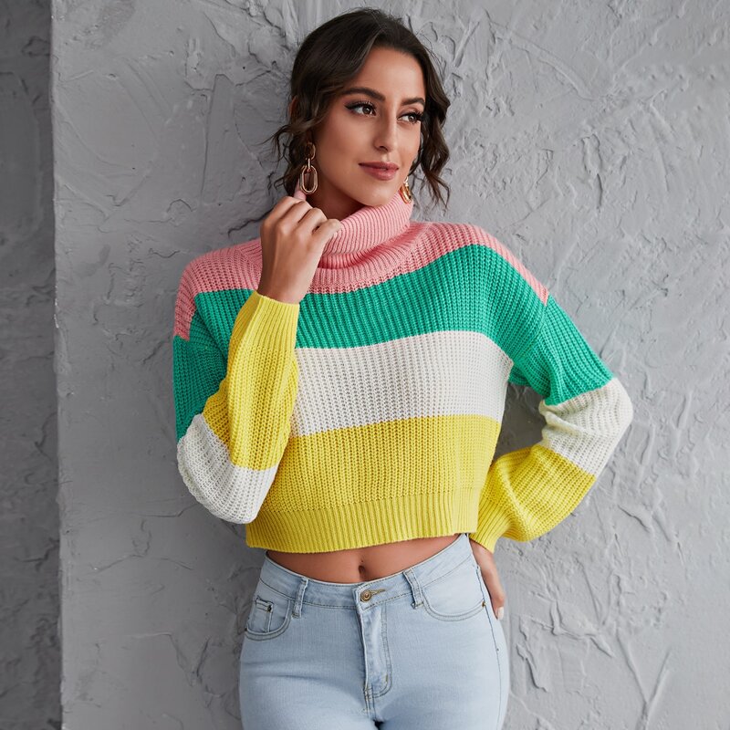 

Drop Shoulder Color Block Sweater, Multicolor