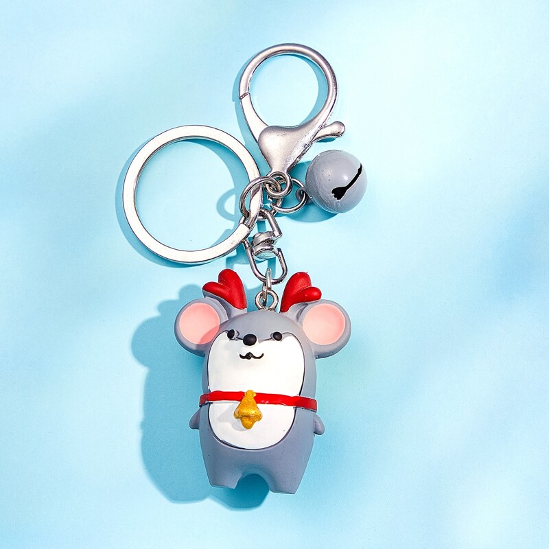 

Christmas Cartoon Charm Keychain, Grey