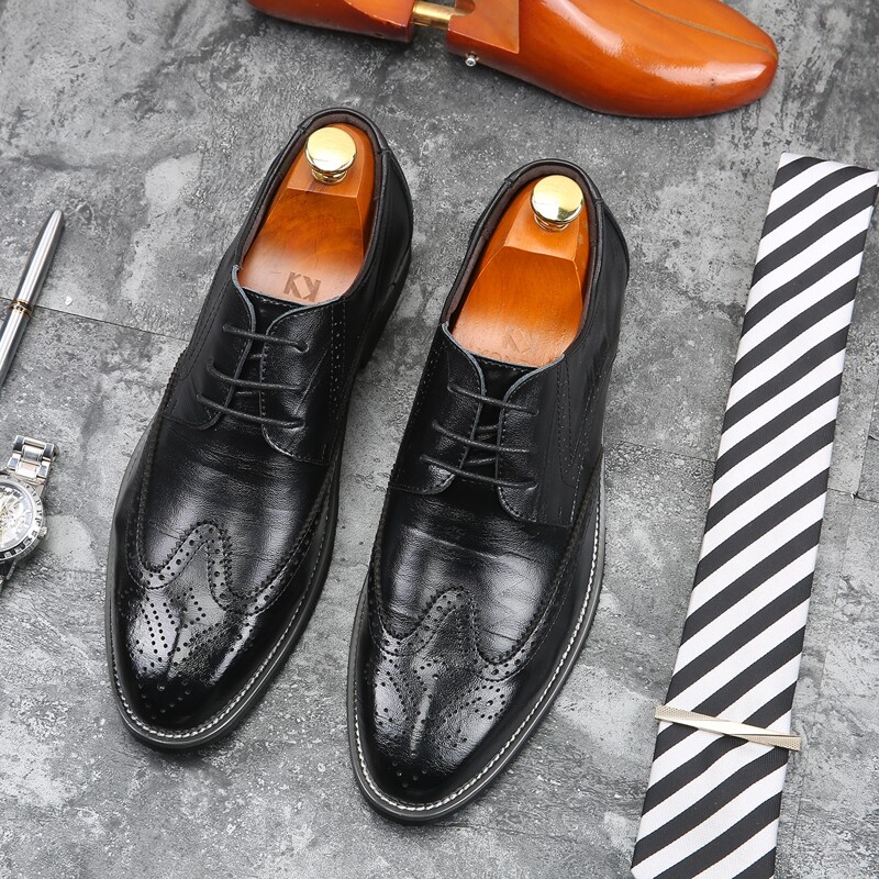 

Guys Wingtip Detail Lace-up Front Dress Shoes, Black