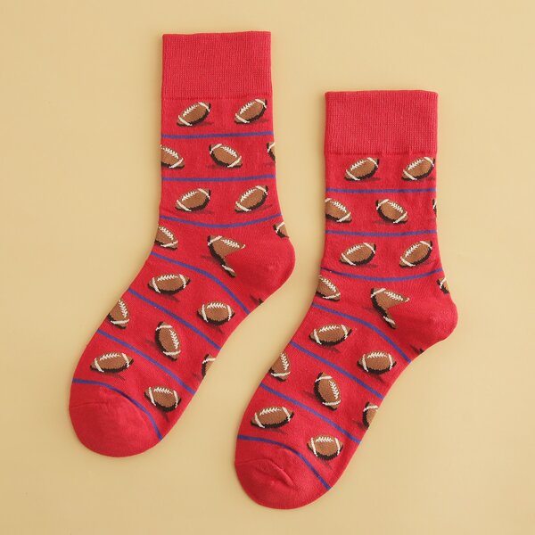

Men Rugby Pattern Socks, Multicolor