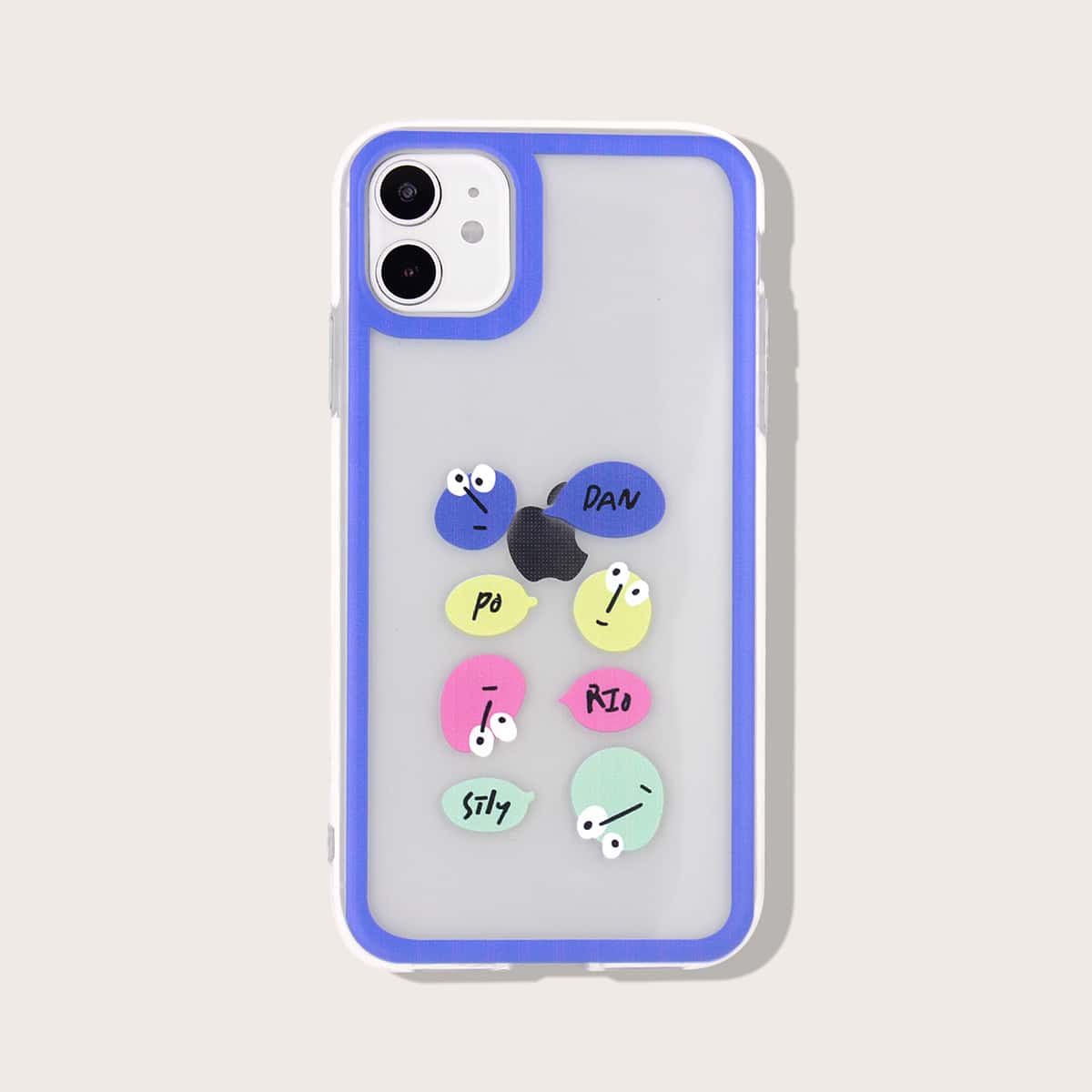 

Cartoon Graphic Contrast Frame iPhone Case, Clear