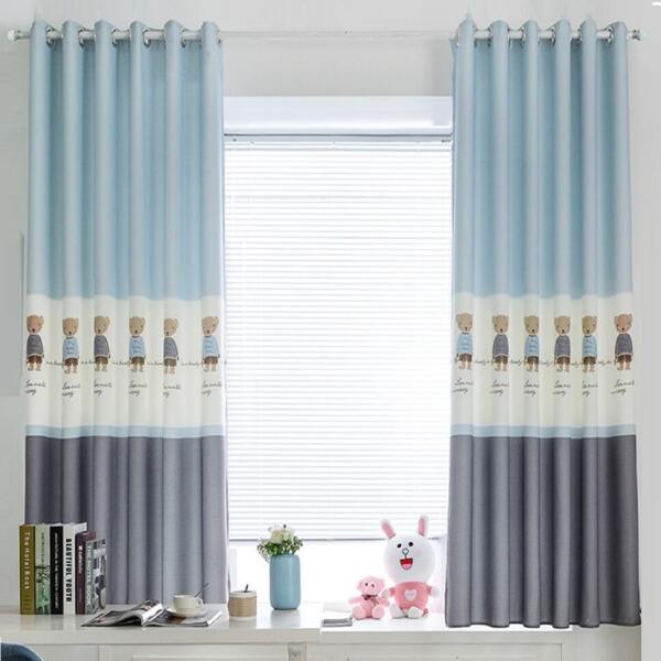 

Cartoon Bear Print Single Panel Curtain, Multicolor