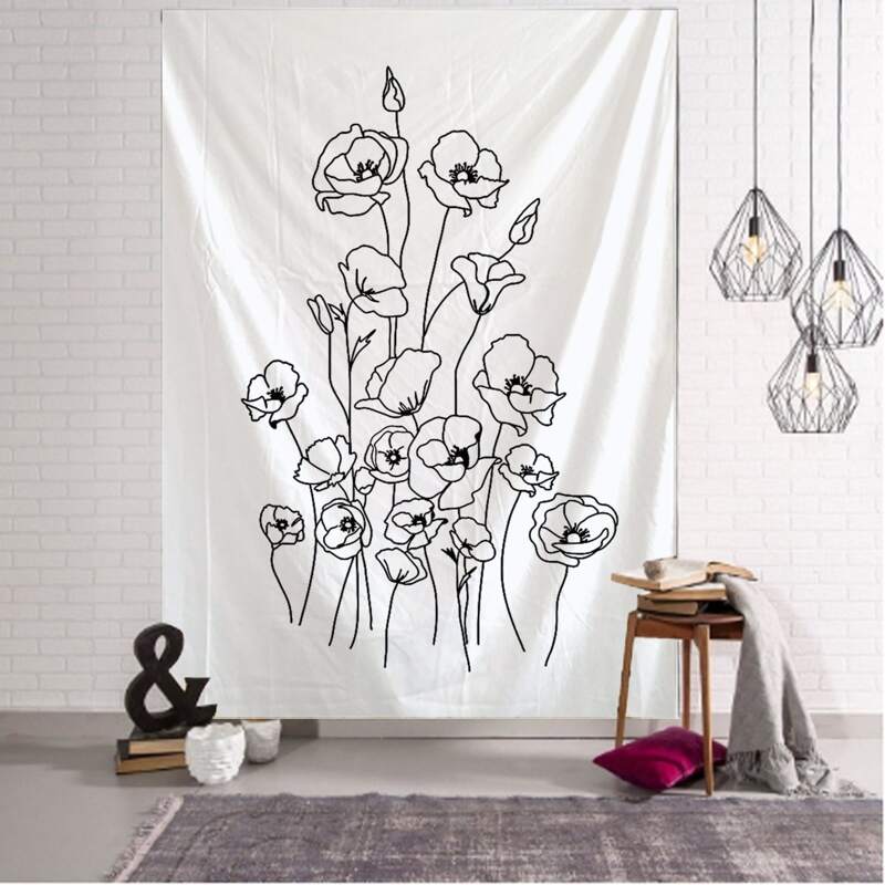 

Floral Pattern Tapestry, Black and white