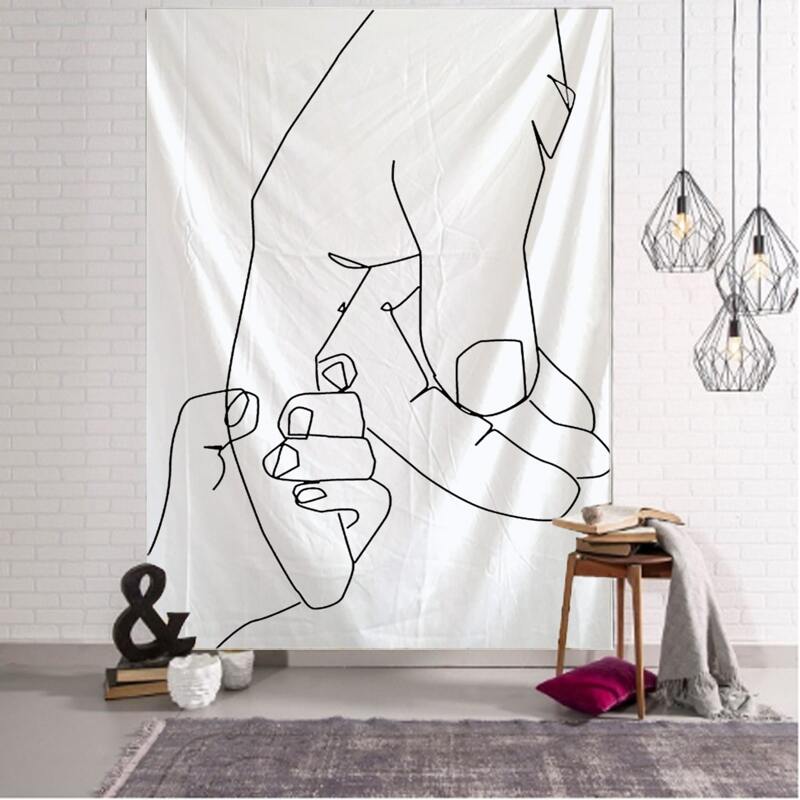 

Hand Print Tapestry, Black and white