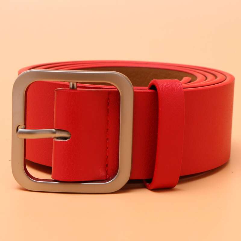 

Square Buckle Belt, Red