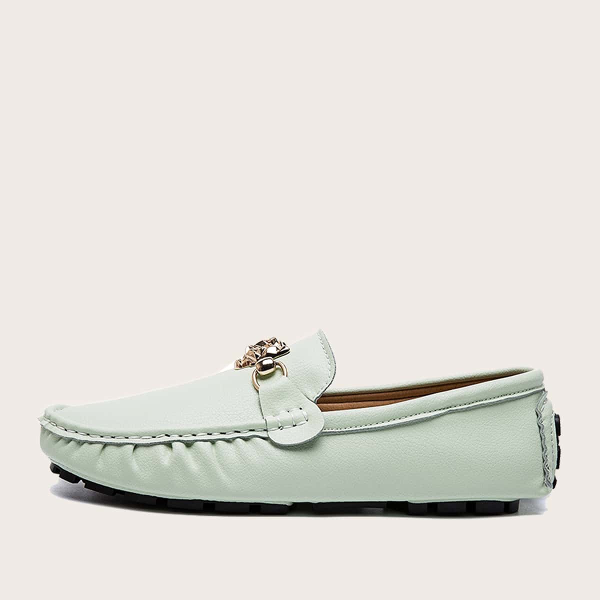 

Guys Metal Decor Wide Fit Loafers, Green
