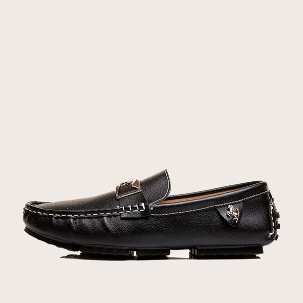 

Men Metal Decor Wide Fit Loafers, Black
