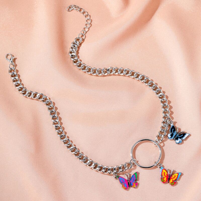 

Butterfly Decor Chain Necklace, Silver