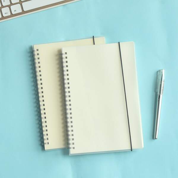 

1pc Clear Cover Spiral Notebook, Beige