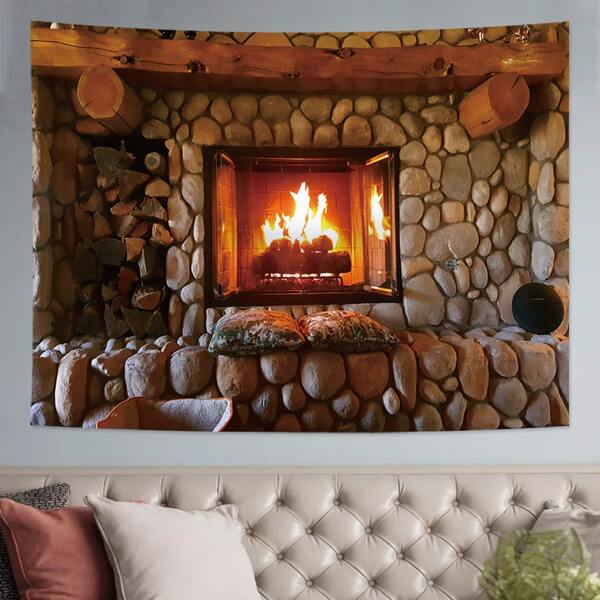 

Retro Fireplace Cabinet Pattern Tapestry, Multicolor