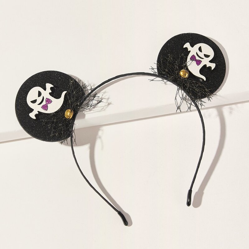 

Halloween Ghost Pattern Hair Hoop, Black