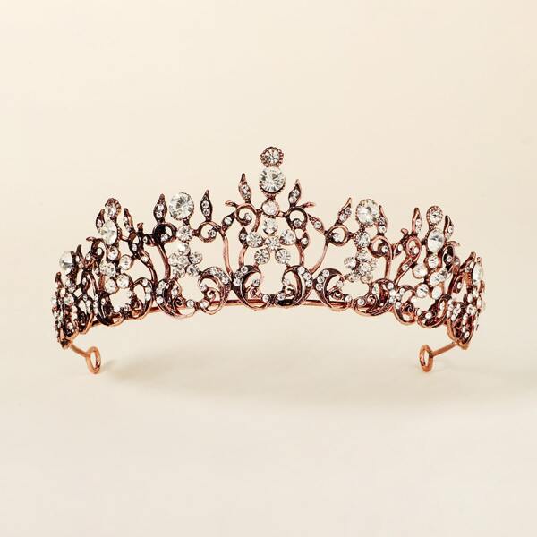 

Rhinestone Decor Crown Hair Accessory, Rusty rose