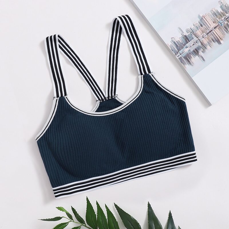 

Ribbed Stripe Tape Bralette, Navy blue