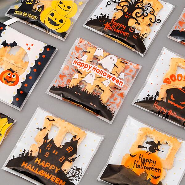 

100pcs Halloween Pattern Random Packaging Bag, Multicolor