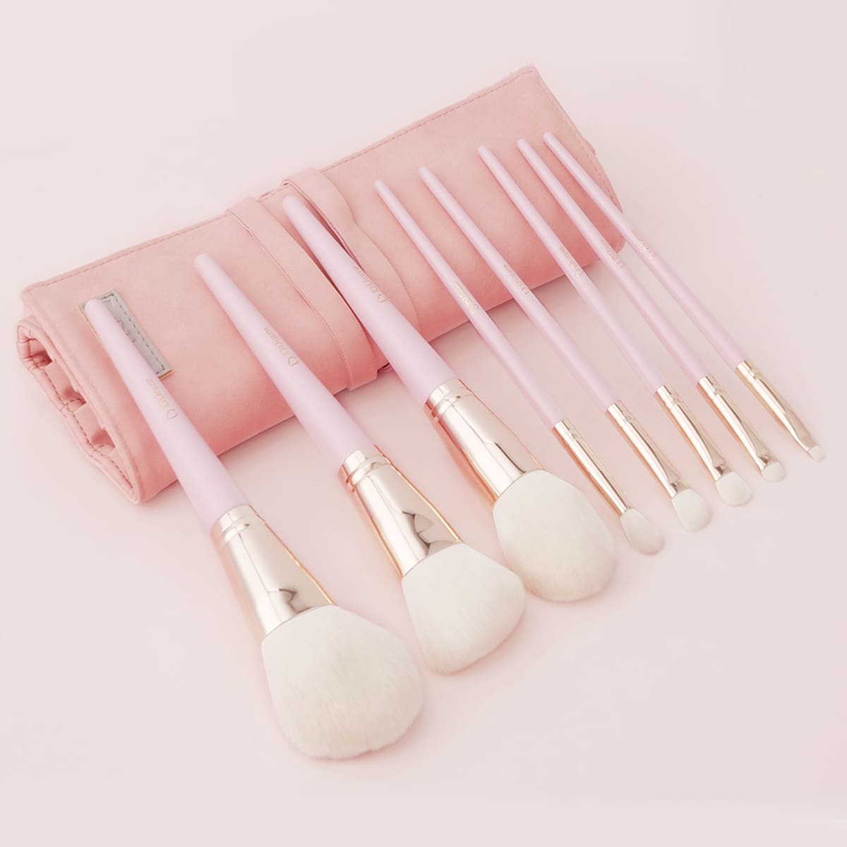 

8pcs Makeup Brush & 1pc Storage Bag, Pink