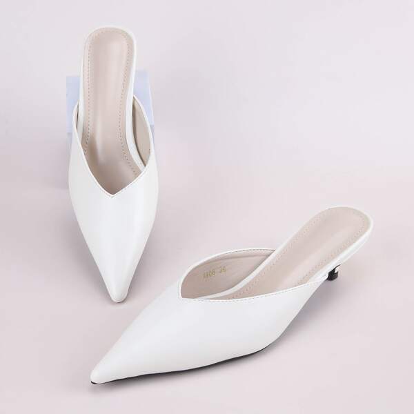 

Point Toe Mid Heeled Mules, White
