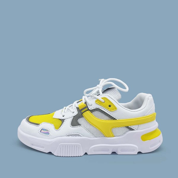 

Men Lace Up Front Mesh Panel Chunky Sneakers, Multicolor