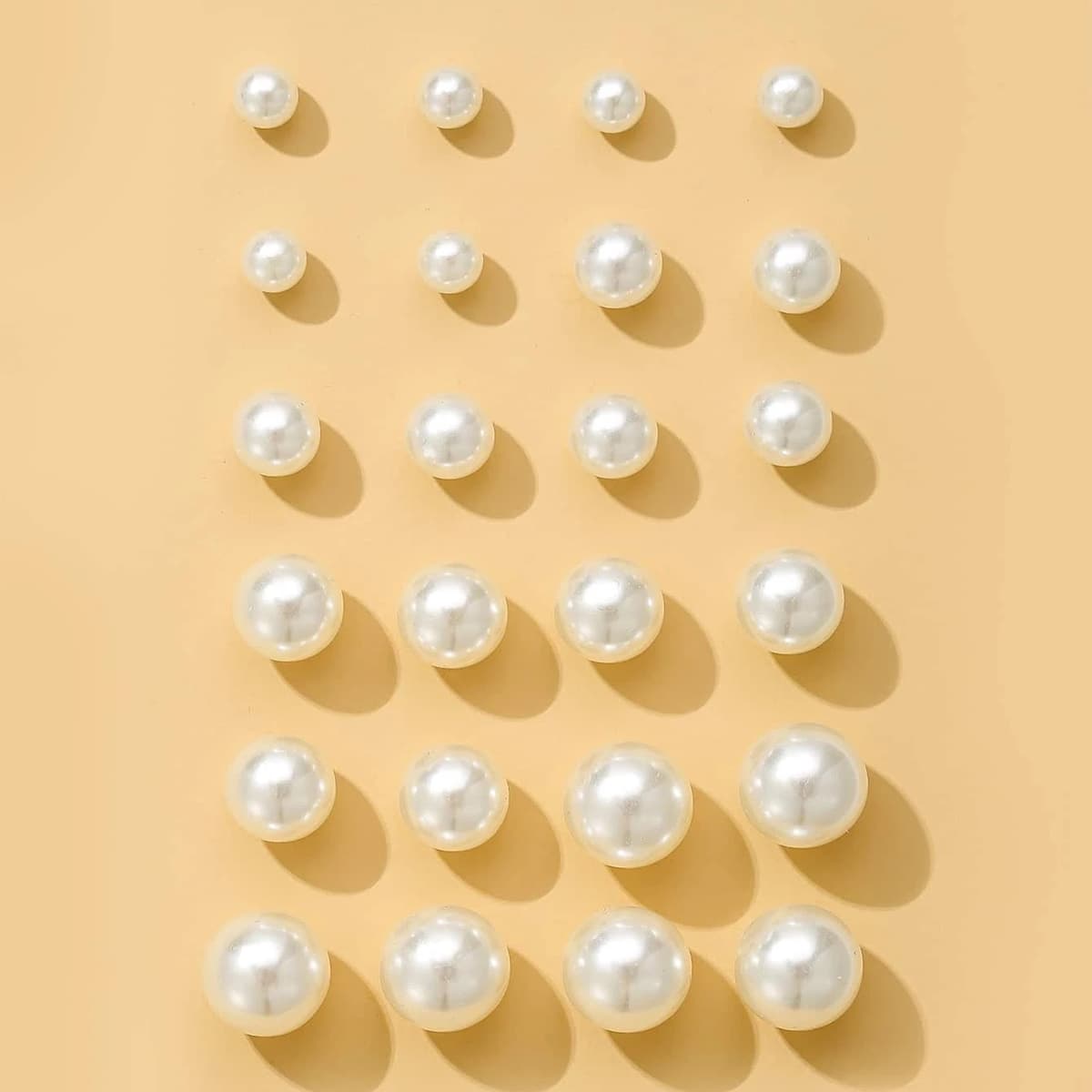 

12pairs Faux Pearl Stud Earrings, White