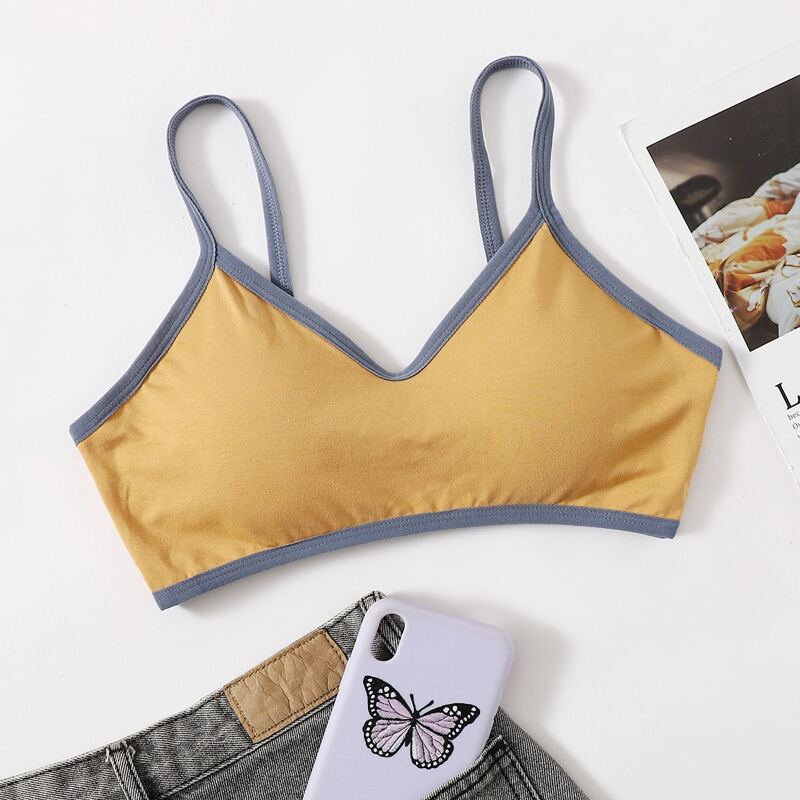 

1pack Contrast Binding Bralette, Yellow