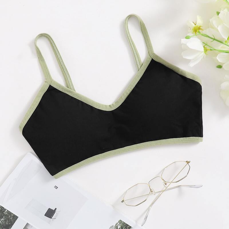 

1pack Contrast Binding Bralette, Black