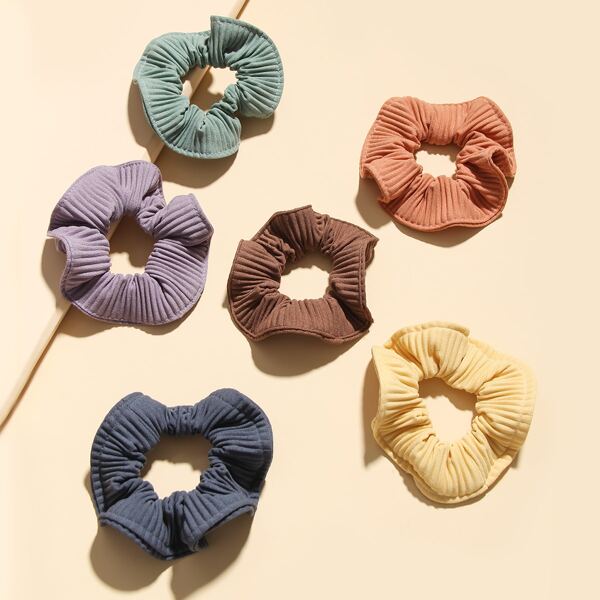 

6pcs Simple Plain Hair Tie, Multicolor