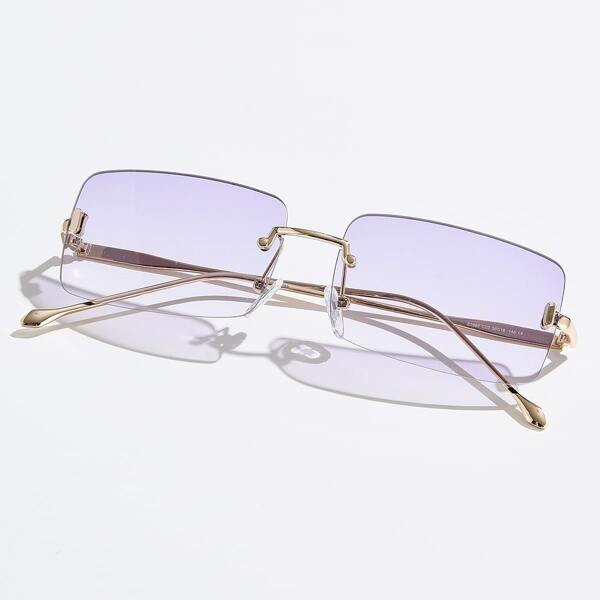 

Men Square Rimless Sunglasses, Mauve purple