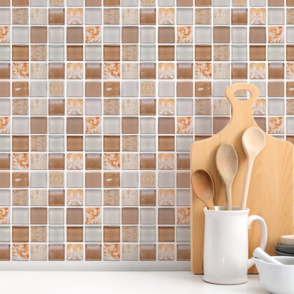 

6sheets Graphic Print Tile Sticker, Multicolor