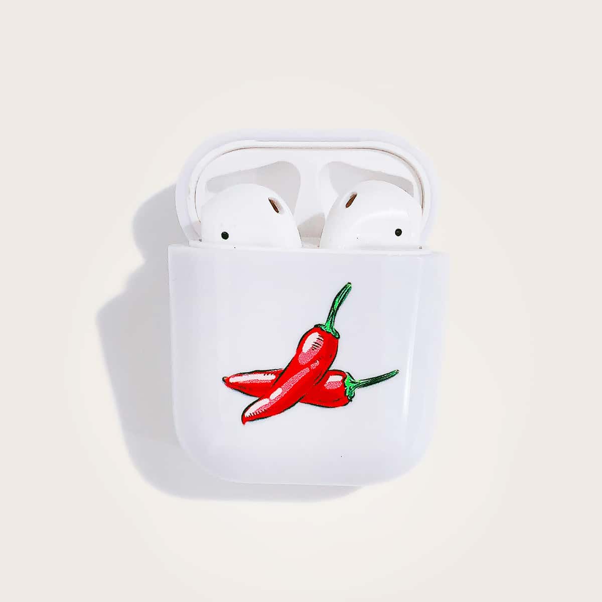 

Chilli Pattern Earphone Case, White