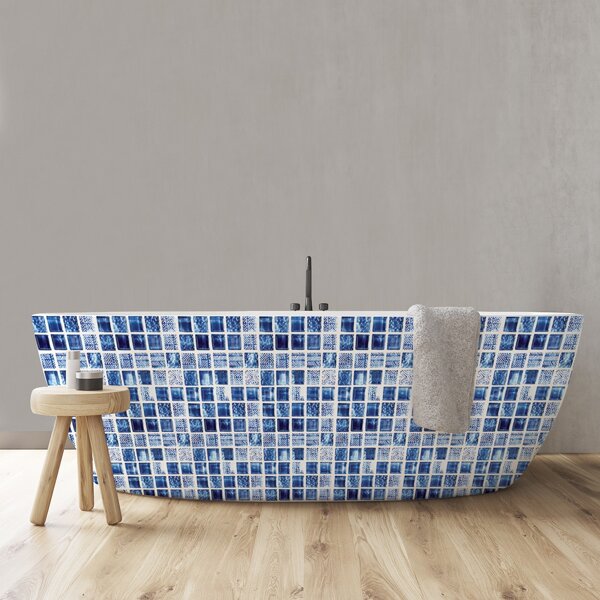 

6sheets Mosaic Pattern Tile Sticker, Blue