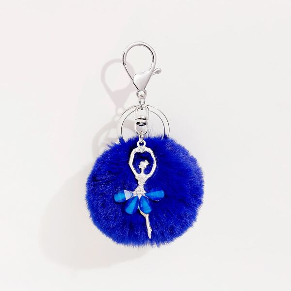 

Dancer & Pom Pom Charm Keychain, Blue