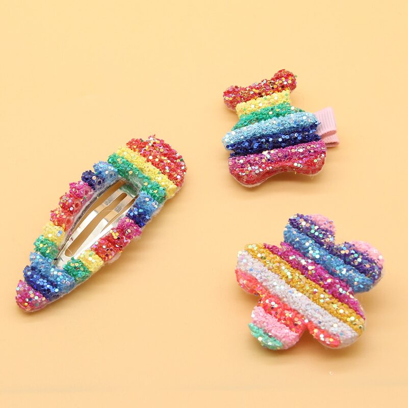 

3pcs Rainbow Sequin Hair Clip, Multicolor