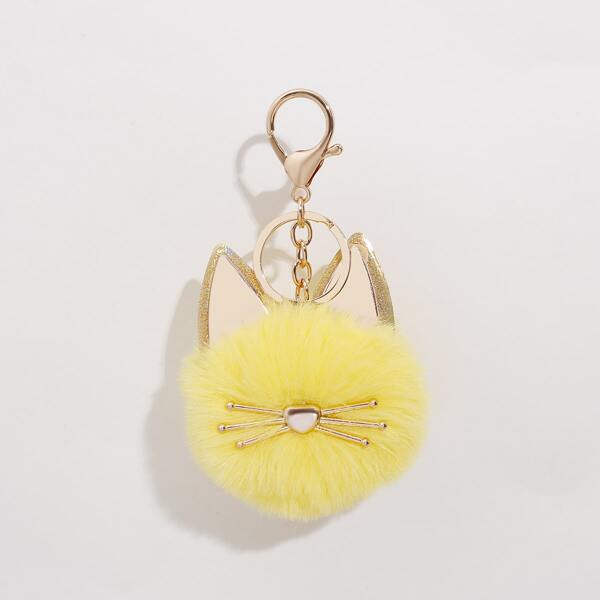 

Pom Pom Charm Keychain, Yellow