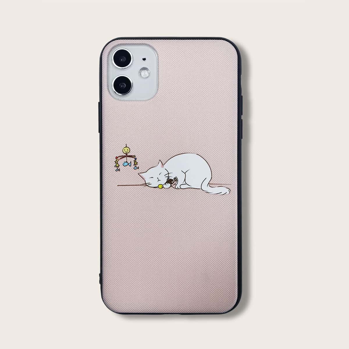 

Cat Pattern iPhone Case, Dusty pink