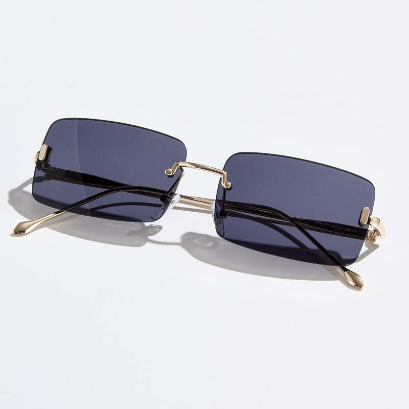 

Guys Square Rimless Sunglasses, Black