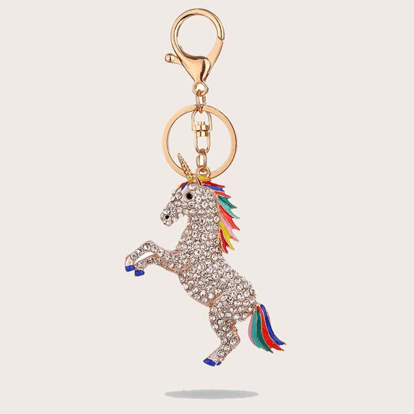 

Rhinestone Unicorn Charm Keychain, Multicolor