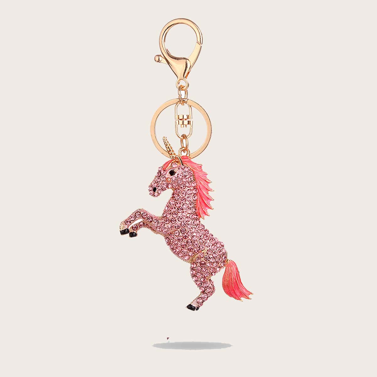 

Rhinestone Unicorn Charm Keychain, Pink